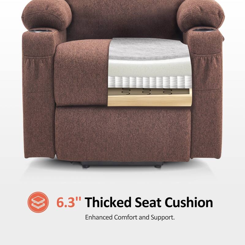 MCombo Small Power Lift Recliner Chair Sofa with Massage and Heat, 3 Positions and USB Ports Extended Footrest, Fabric 7141