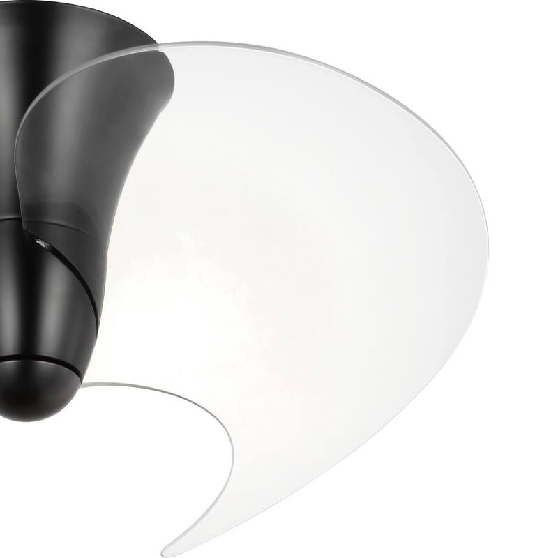 Beal Collection 33.19-in. Two-Blade Matte Black Modern Ceiling Fan with Clear Blades - 33.19 in x 33.19 in x 13.94 in