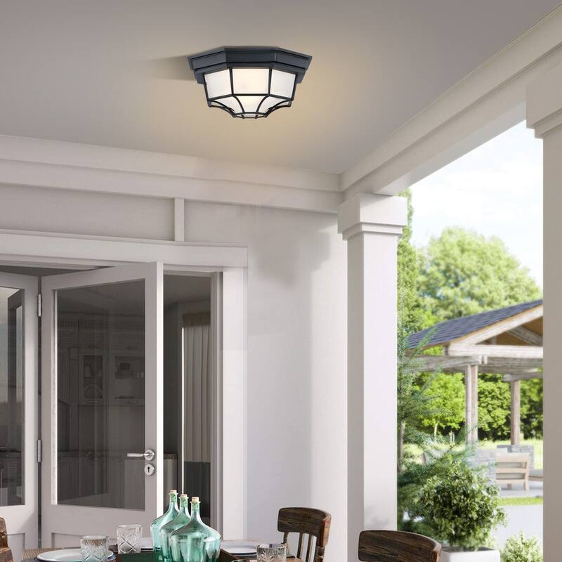 1-Light Retro Textured Ceiling Mount Light Fixture with Frosted Glass,E26