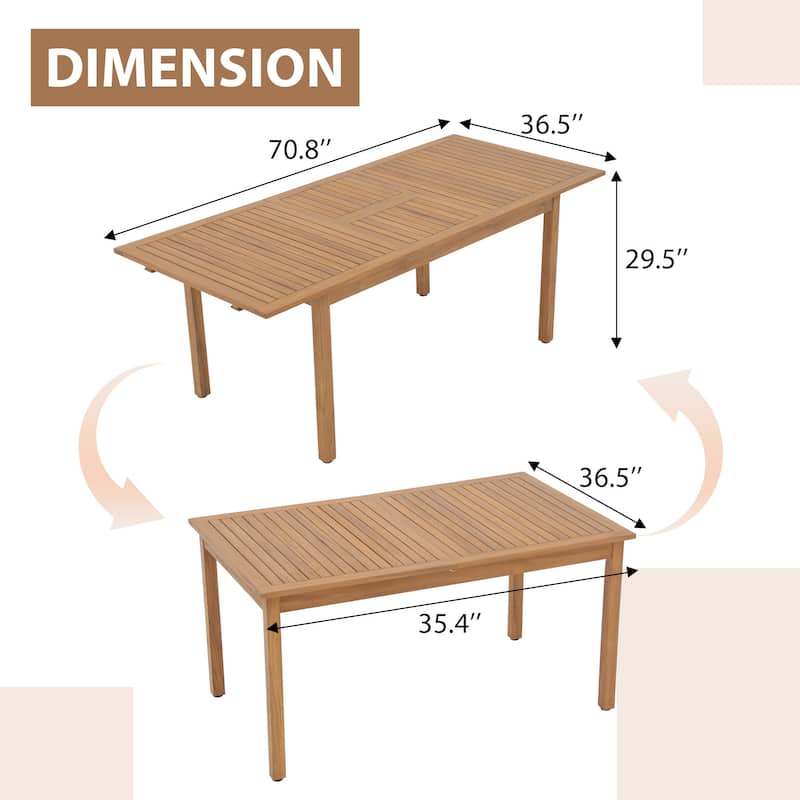 Outdoor Expandable Acacia Wood Dining Table
