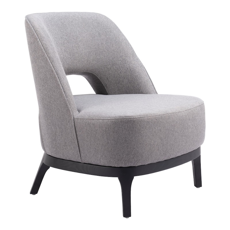 HomeRoots 26" Gray And Black Fabric Lounge Chair - 25.6' X '30.5' X '28.7