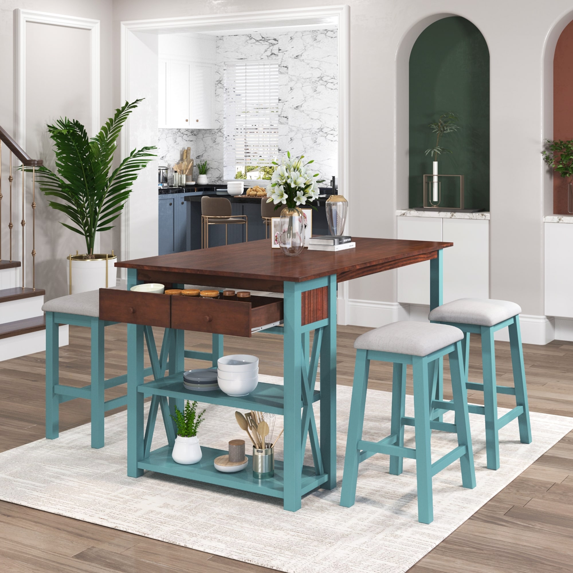Rustic counter height sale bench