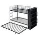 preview thumbnail 7 of 13, Minimalist Metal Bunk Bed with big bookshelf and Trundle, Twin, Black
