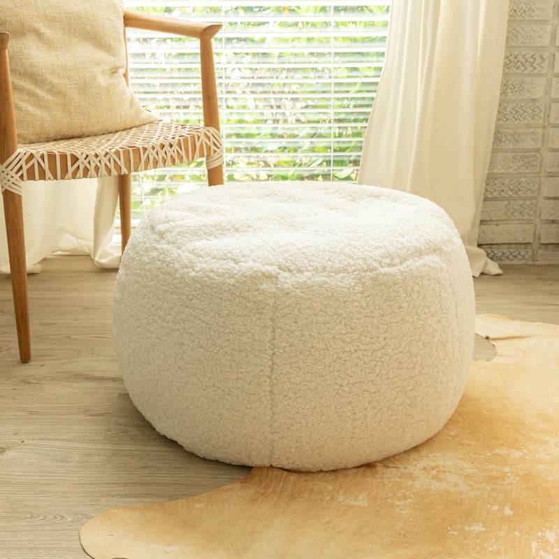 Jaxx Ellis Pouf - Modern Shearling Faux-Lamb Plush Fleece Ottoman
