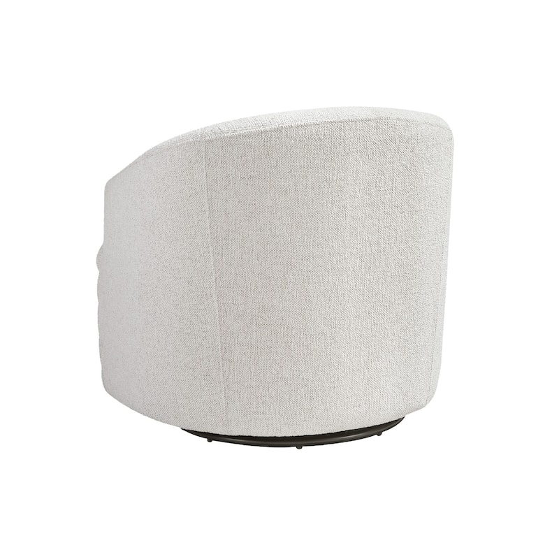 Vinn Swivel Accent Armchair, Barrel Design, Beige Chenille Fabric