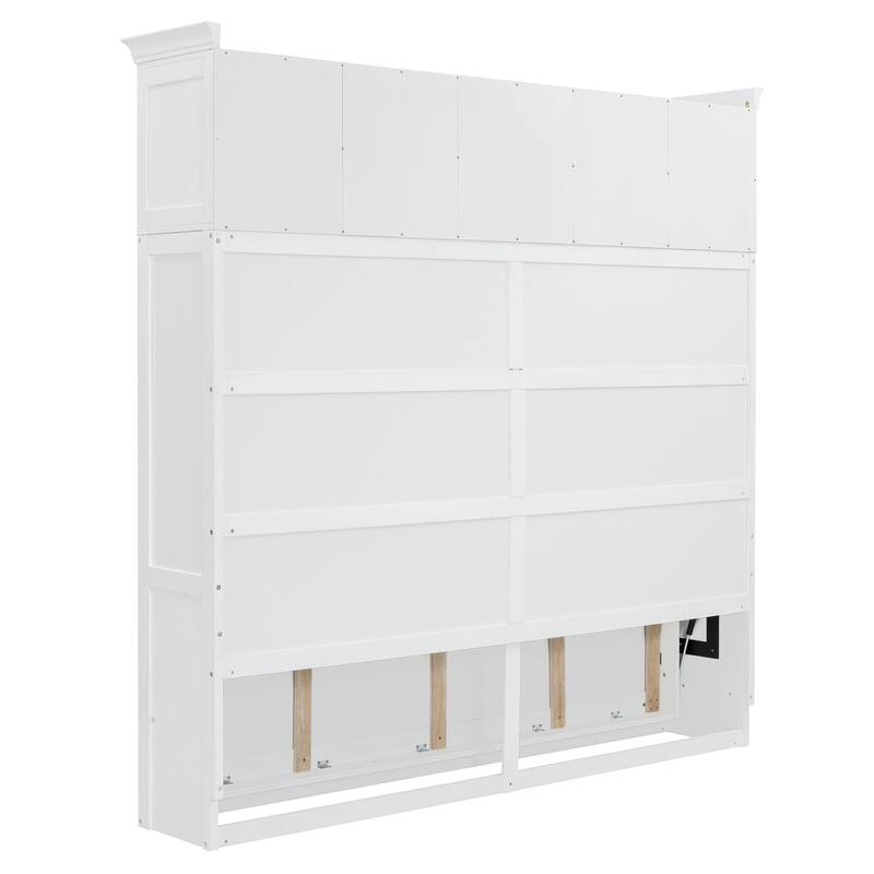Queen Size Murphy Bed - Space-Saving Wall Bed Cabinet with Dual-Piston Mechanism, No Box Spring Needed