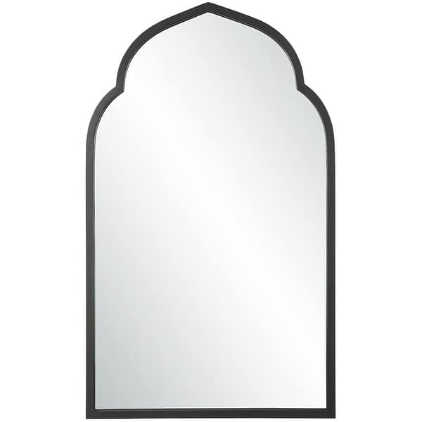 slide 2 of 7, Uttermost 09746 Kenitra 24" W x 40" H Arched Framed Bathroom Mirror Matte Black