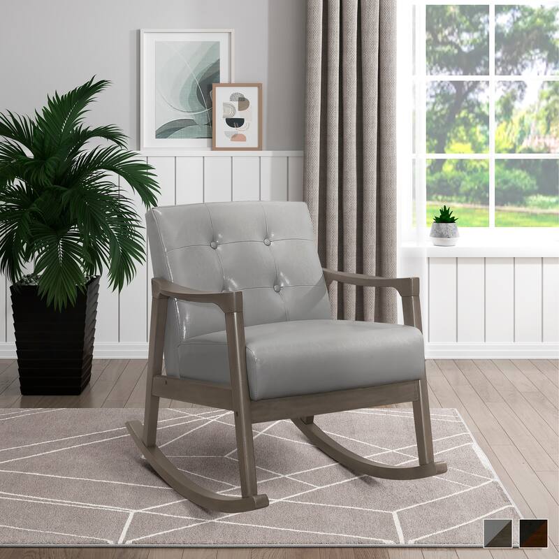 Rivulet Tufted Wood Arm Rocking Chair