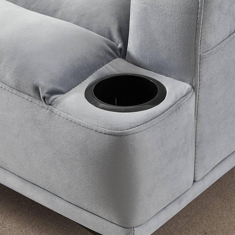 Accent Chairs with Ottoman, Velvet Fabric Armchair with Ottoman for Bedroom Living Room, Adjustable Backrest and Side Pockets
