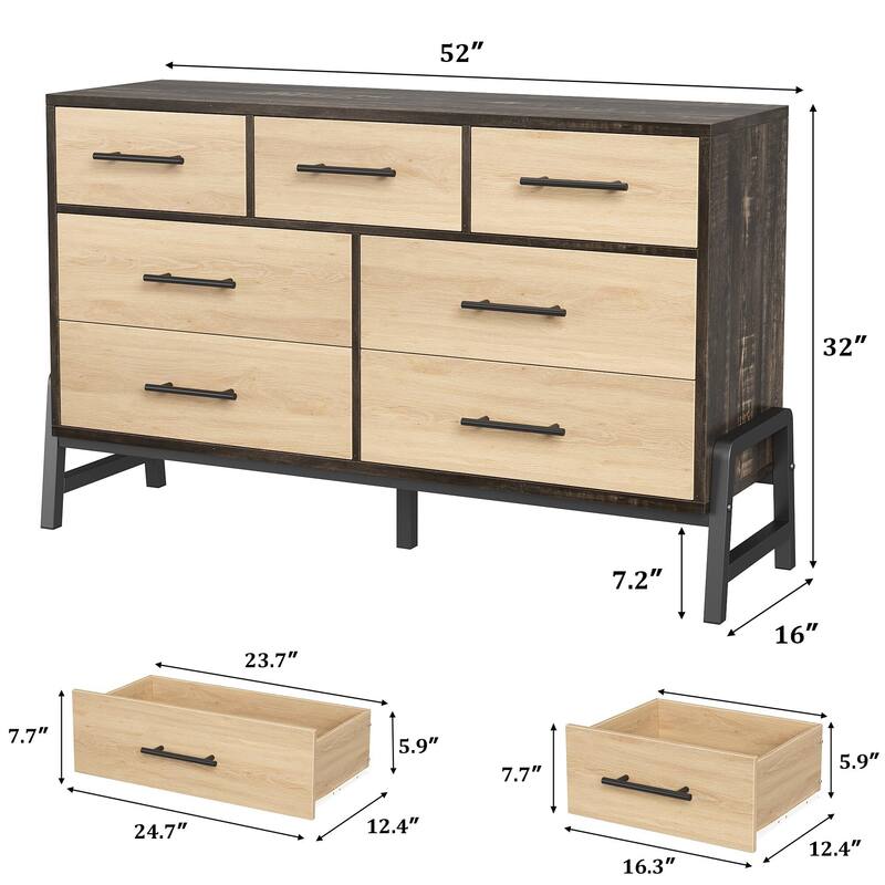 52" Dresser for Bedroom, 7 Dresser
