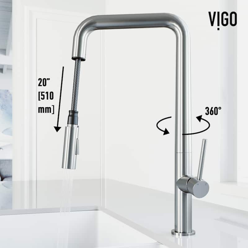 VIGO Parsons 18" H Single Handle Pull-Down Sprayer Kitchen Faucet