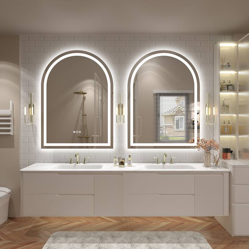 UL Certified Arched LED Anti-fog Tempered Glass Wall Bathroom Vanity Mirror