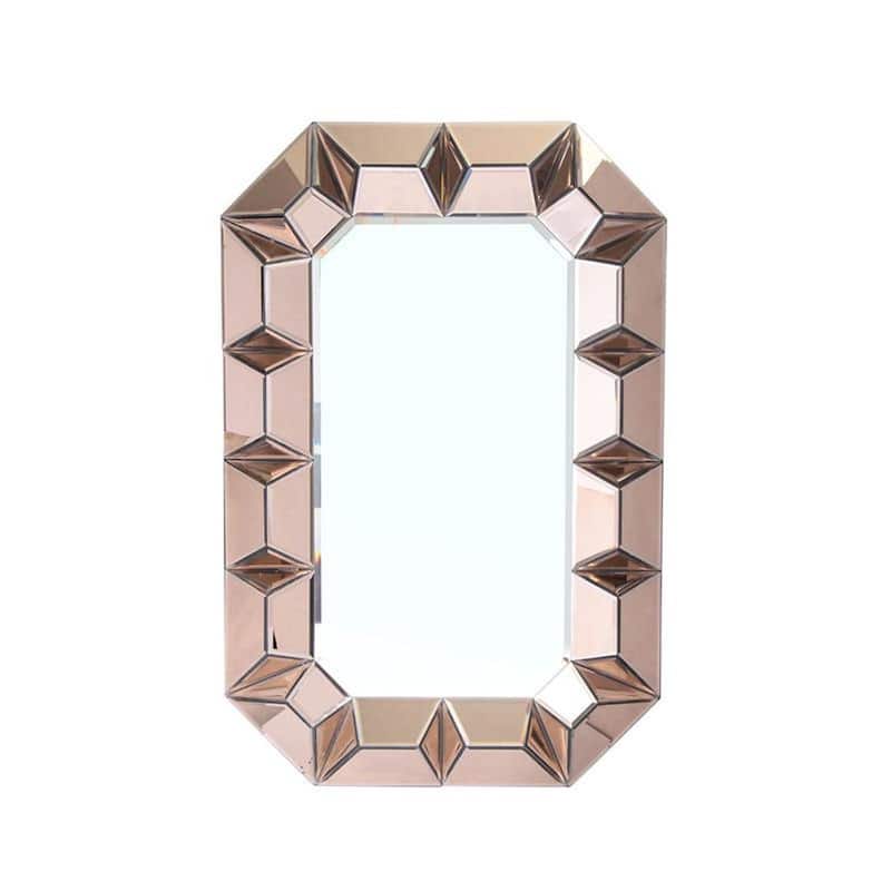 HomeRoots 35" Rose Gold Glass Framed Accent Mirror - 23.6
