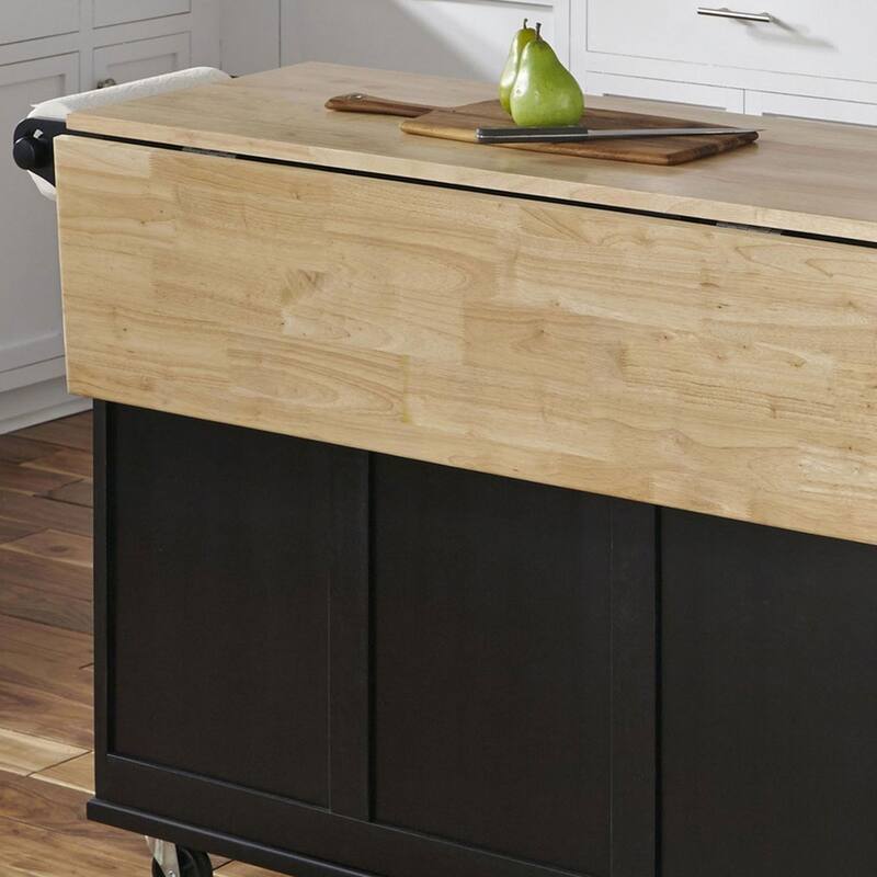 3-Drawer Drop Leaf Kitchen Cart with Wood Top by Homestyles