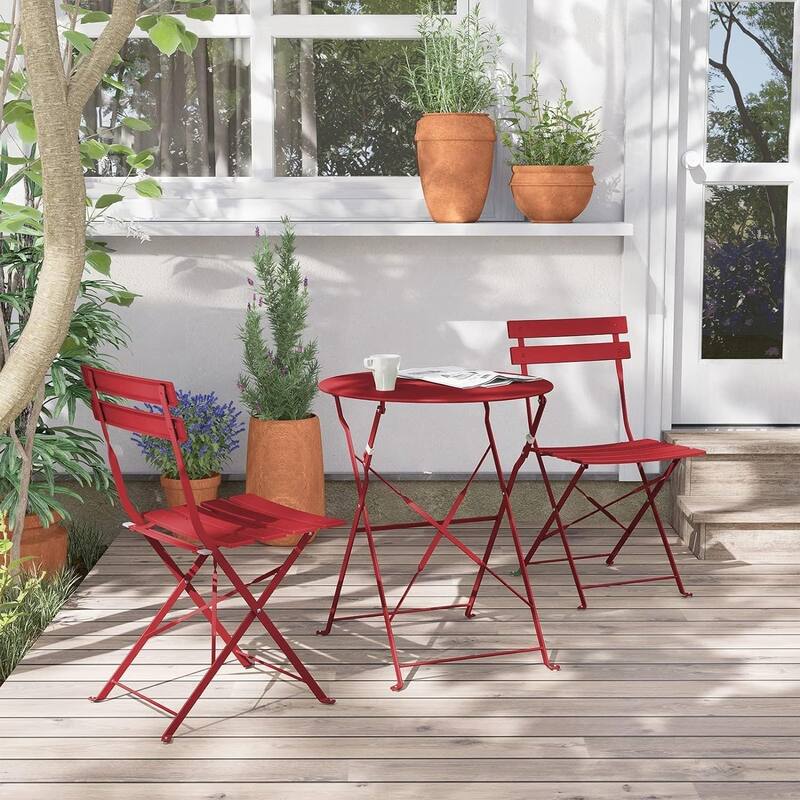 3 Piece Foldable Patio Set, Bistro Set, Outdoor Table and Chairs