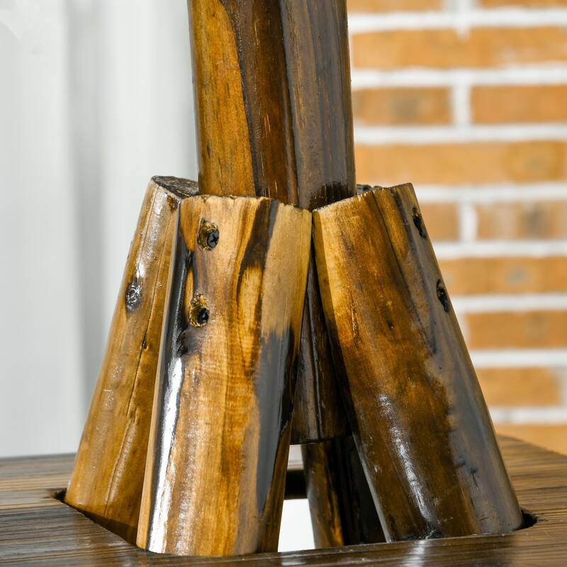 Outsunny Windmill Weathervane with Bottom Shelf, Freestanding Weather Vane with Windmill Head, Stained Wood