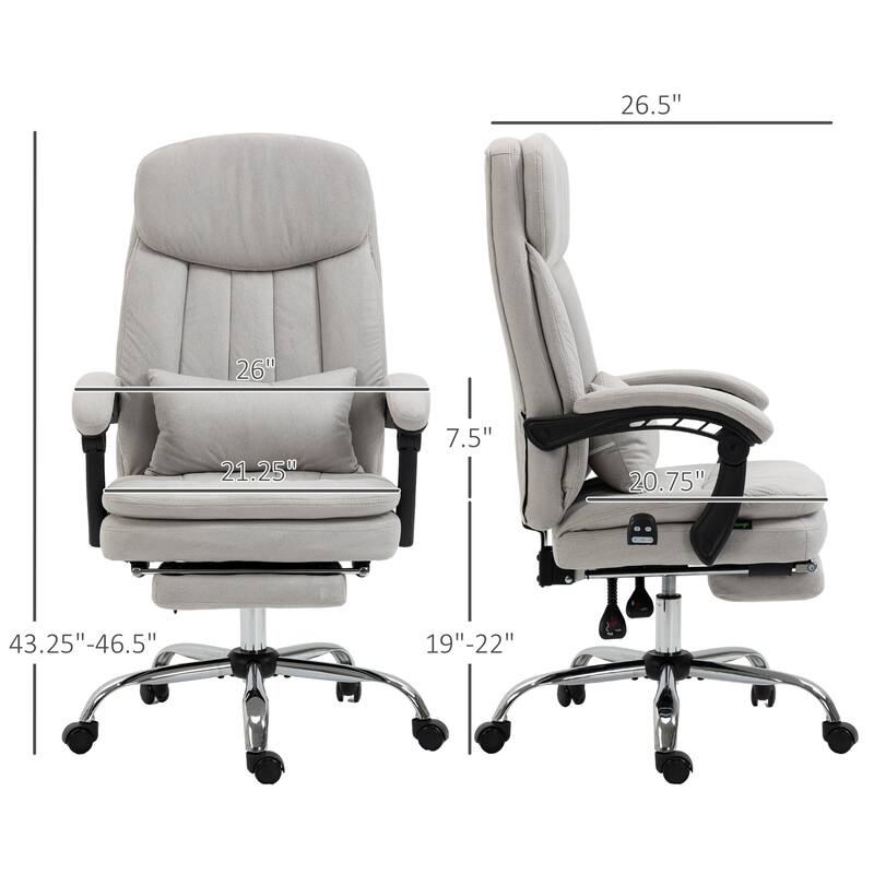 Microfibre Executive Massage Office Chair Swivel Computer Desk Chair with Lumbar Support Pillow