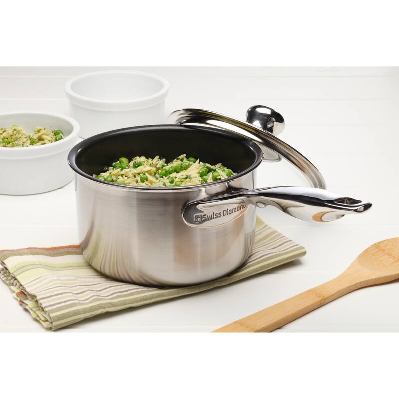 2L 16cm (2.1 Quart 6.3 Inch) Nonstick Clad Induction Saucepan With Lid
