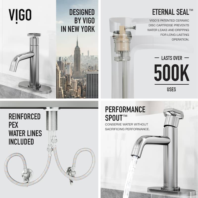 VIGO Ruxton 8" H Single Handle Single Hole Bathroom Faucet