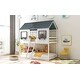 preview thumbnail 13 of 11, Playhouse Design Twin over Twin Wood Bunk Bed with Roof, Window, Guardrail & Ladder, Reliable Safety, Maximized Space, White