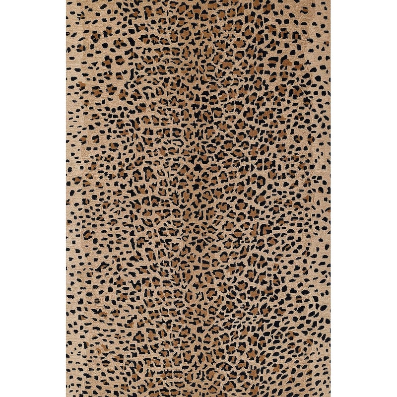 Erin Gates by Momeni Woodland Leopard Beige Hand Tufted Wool Area Rug - 8' 9" x 11' 9" - Beige - Rectangle