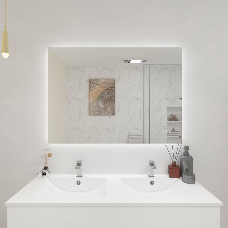 CB HOME LED Bathroom Mirror, Lighted Wall Mounted Vanity Mirror, Anti-fog, Backlit, Dimmable, Frameless, Horizontally/Vertically