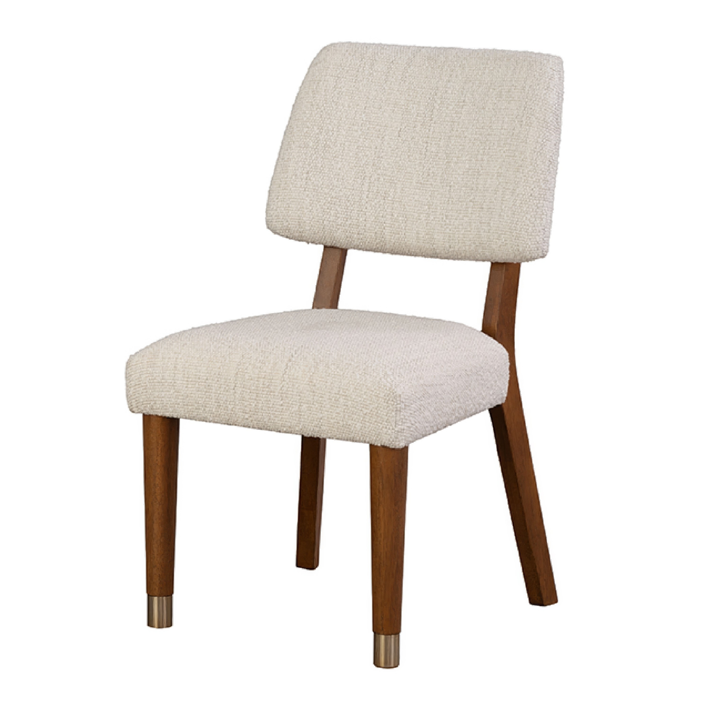 Urne Side Dining Chair Set of 2, Open Back, Ivory Cushions, Walnut Brown