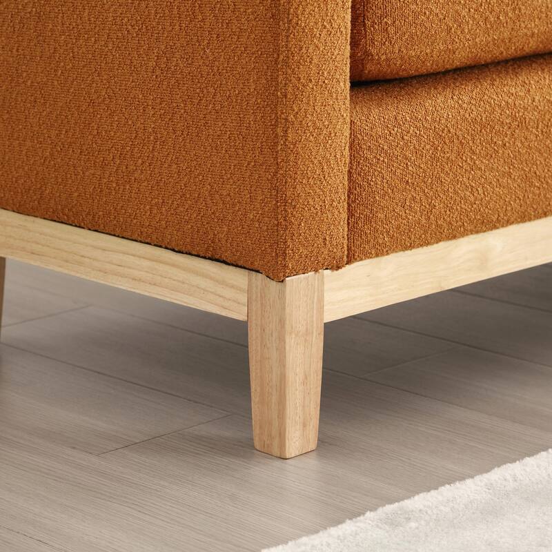 Elegant 53.5" Upholstered Ottoman Bench with Wood Legs & Bolster Pillows