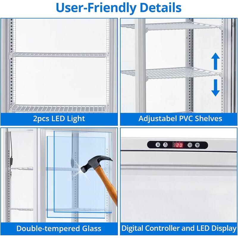 10.5 Cu.Ft Rolling Commercial Refrigerator Display Case, With LED Light