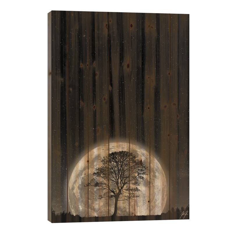 Supermoon Print On Wood by Kathrin Federer - Multi-Color - 26x18x1.5