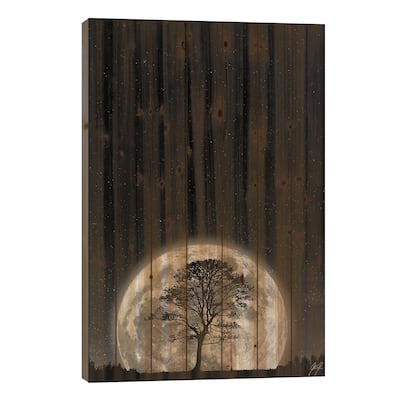 Supermoon Print On Wood by Kathrin Federer - Multi-Color
