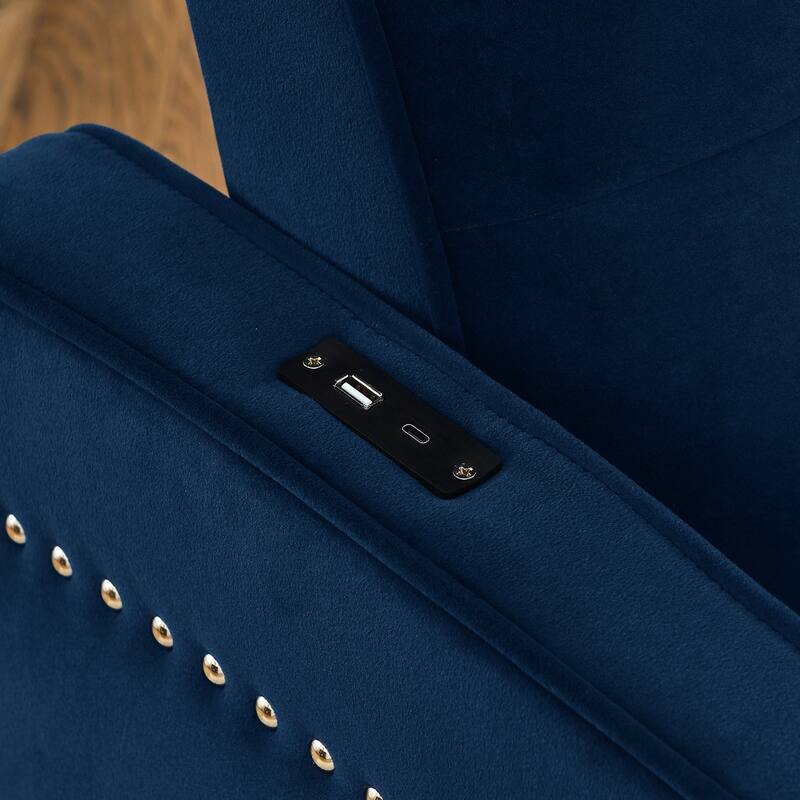 Loveseats Sofa Bed With Pull-Out Bed,Adjsutable Back And Two Arm Pocket
