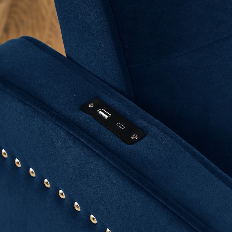 Mid-Century Modern Sofa Bed with USB Charging and Adjustable Backrest