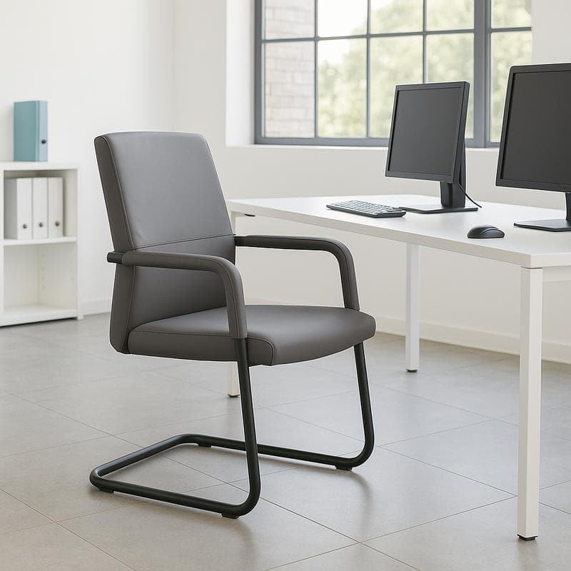 Evander Padded Leather Office Chair with Aluminum Frame, Fixed Armrests, Sponge Cushion, Easy-Clean Design & Quick Assembly