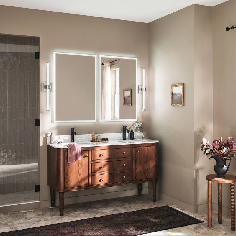 Kichler Lighting Laurene 26.5" Linear Bath Bar Medium LED with Clear Glass in Brushed Nickel