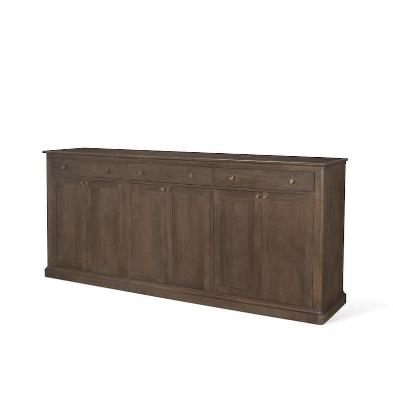 Baron Brown Solid Wood w/ Antiqued Aged Brass Knobs 3-Drawer 6-Door Sideboard - Espresso