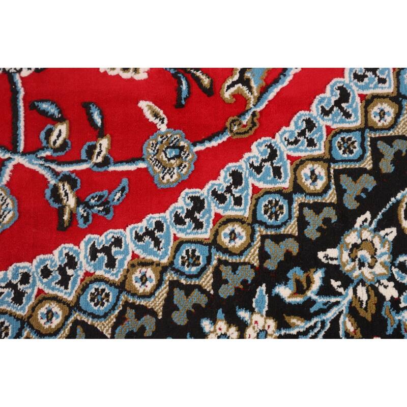 Red Medallion Kashan Turkish Area Rug Machine Made Traditional Carpet - 9'7" x 13'2"