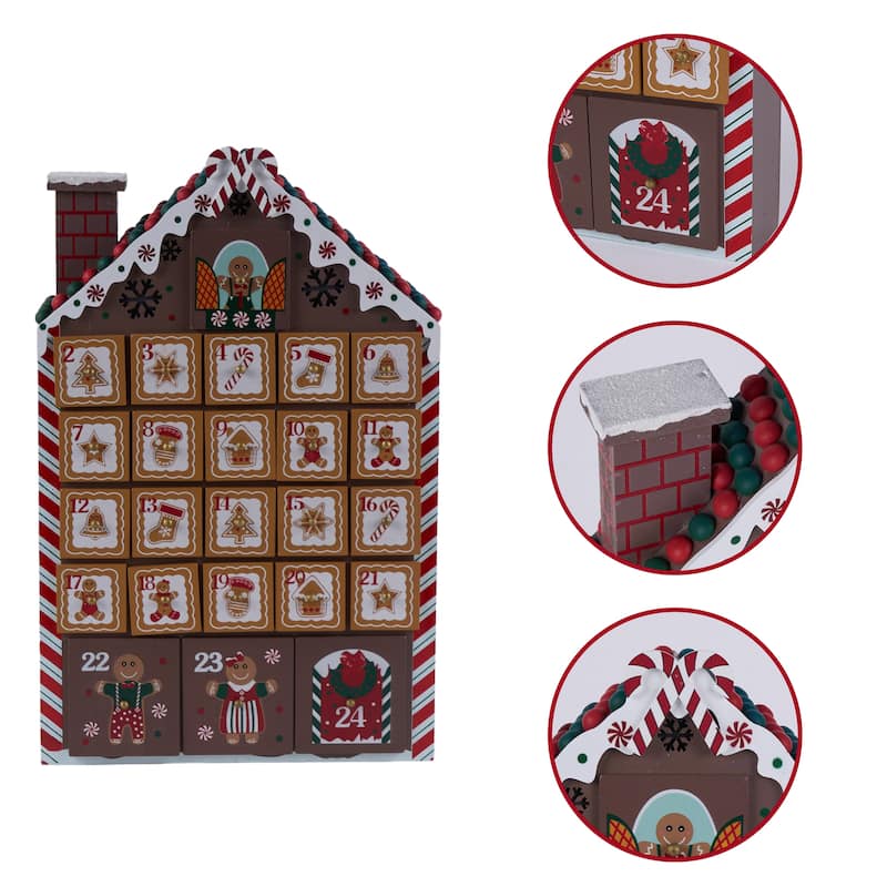 Gingerbread House Countdown Calendar - 24 Days of Christmas Surprises - Brown