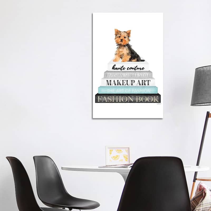 iCanvas "Grey Books With Teal, Yorkie" by Amanda Greenwood Canvas Print - 40x26x1.5