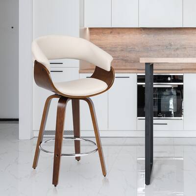 PU Leather Upholstered Swivel Bar Stool Counter Height Barstool Chair