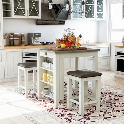Furniture of America Lapp Farmhouse 3-piece Counter Dining Set
