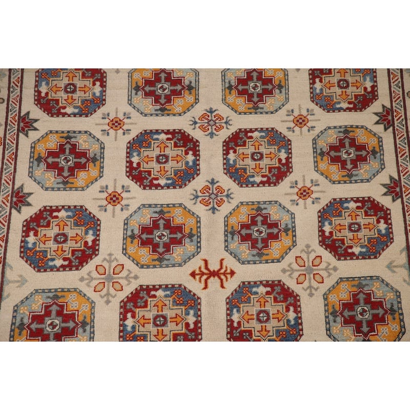 Geometric Kazak Area Rug Handmade Oriental Wool Carpet - 6'8" x 9'11"