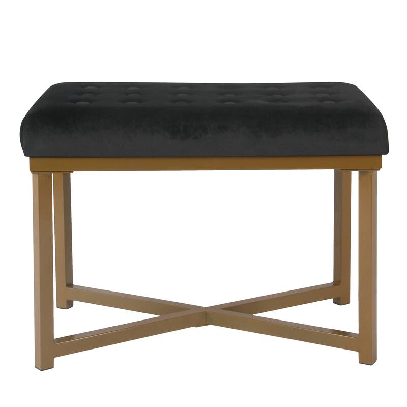 Silver Orchid Sid Velvet Tufted Ottoman - Black