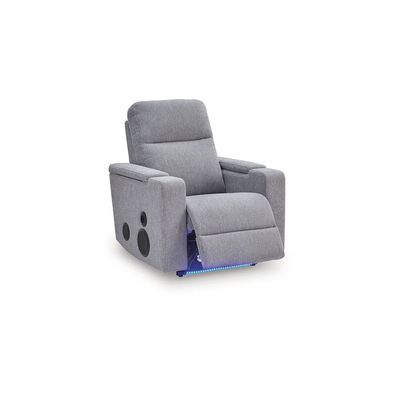Signature Design by Ashley Vassalboro Light Gray Power Glider Recliner with Audio System