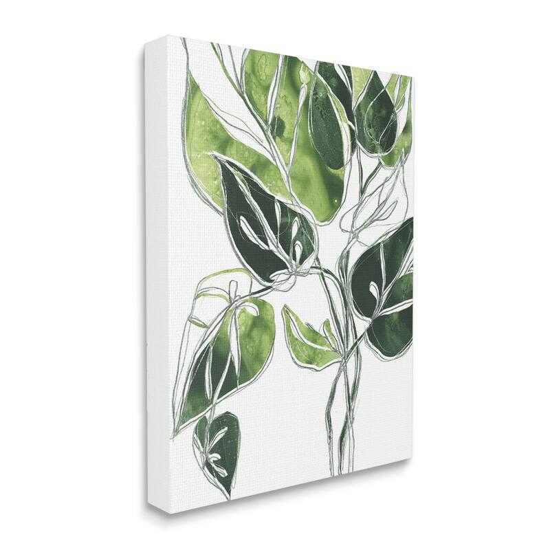 Stupell Intricate Palm Vines Unique Green Leaves Canvas Wall Art - 30 x 40
