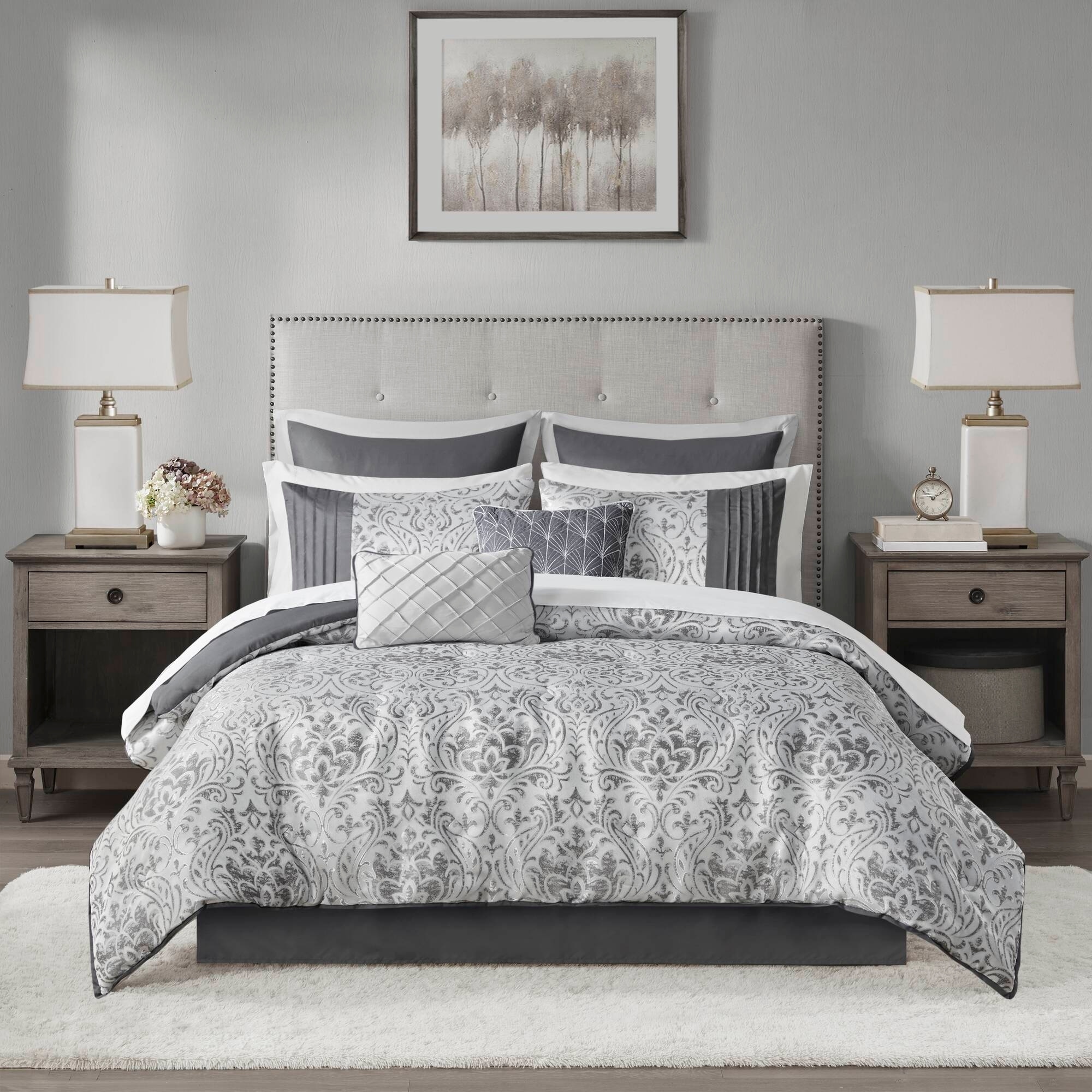 Madison Park Emilia Khaki 12 Piece Jacquard Comforter Set with Bed Sheets