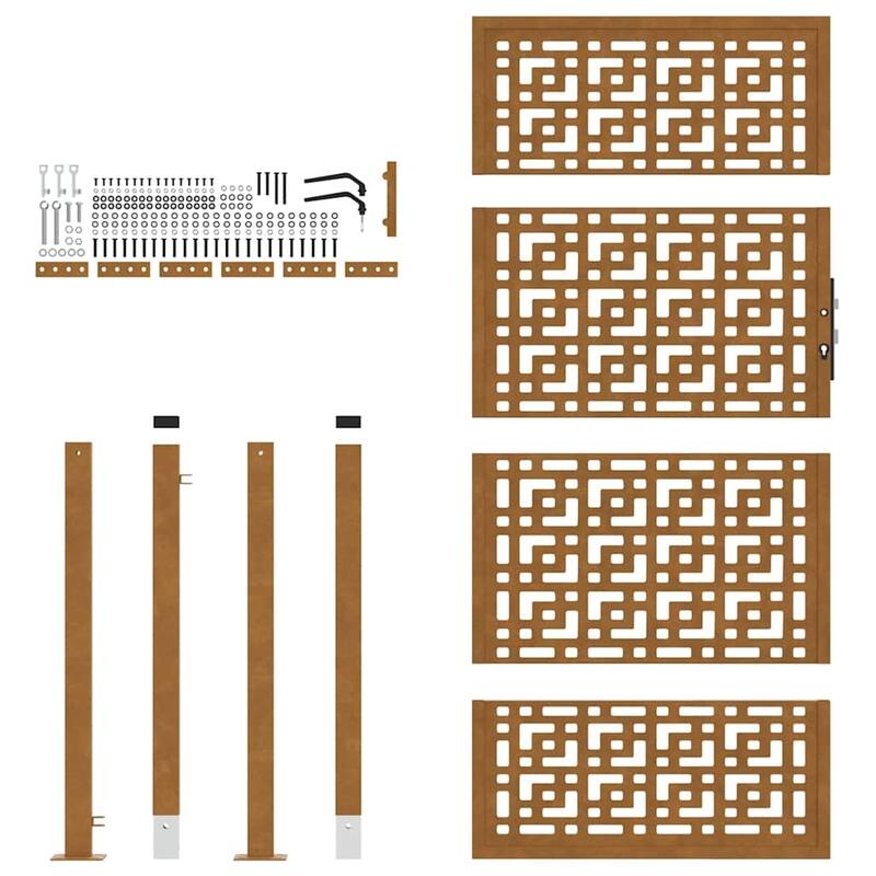 vidaXL Garden Gate Black Steel Leaf Design