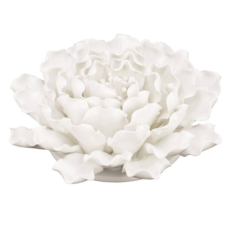 Handmade Flower Ceramic Wall Decoration - 7.25" - Cream