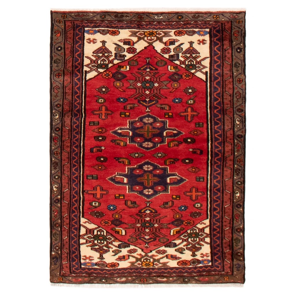 ECARPETGALLERY Hand-knotted Andelz Red Wool Rug - 3'3 x 4'9