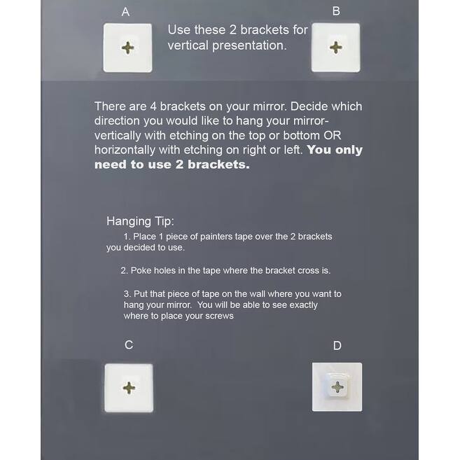 Brenda Etched Modern Frameless Wall Mirror with Dual Mounting Brackets